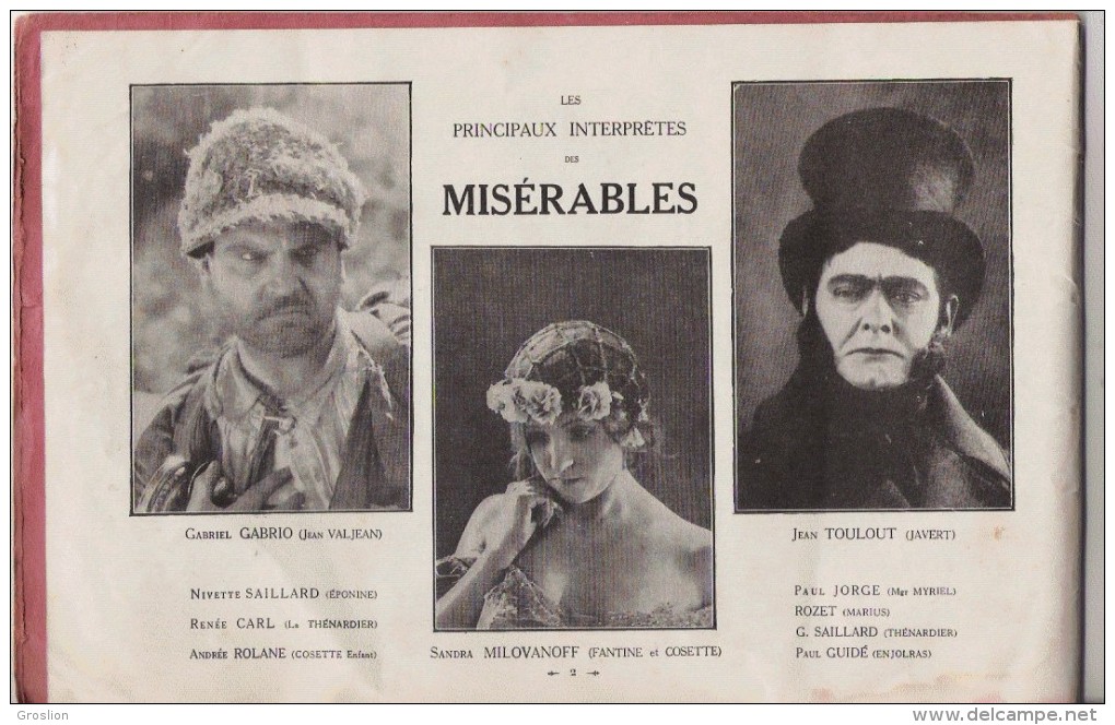 ALBUM SOUVENIR DES MISERABLES DE VICTOR HUGO 1925 - 1900 - 1949