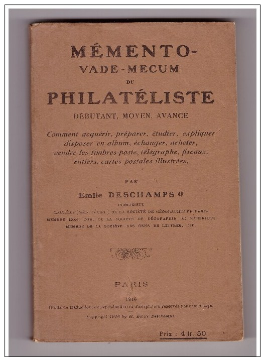 MEMENTO VADE MECUM DU PHILATELISTE - Philatélie Et Histoire Postale