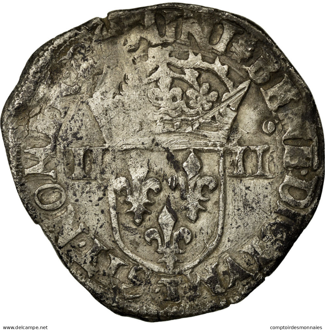 Monnaie, France, 1/4 Ecu, 1591, Nantes, TB, Argent, Sombart:4670 - Andere & Zonder Classificatie