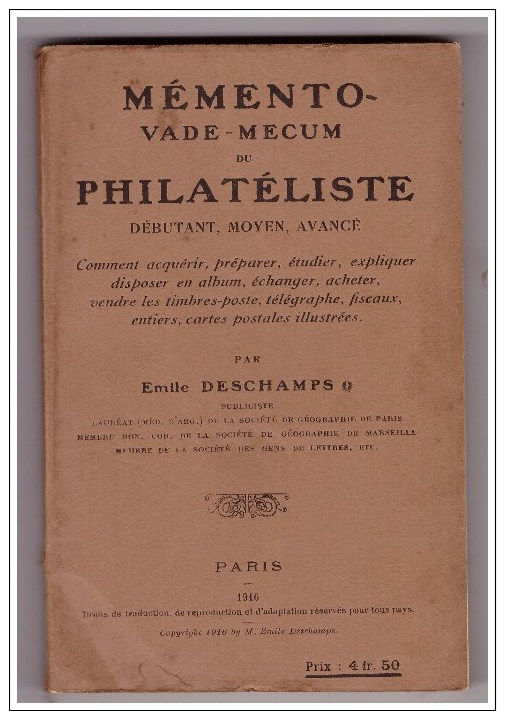 MEMENTO VADE MECUM DU PHILATELISTE - Philately And Postal History