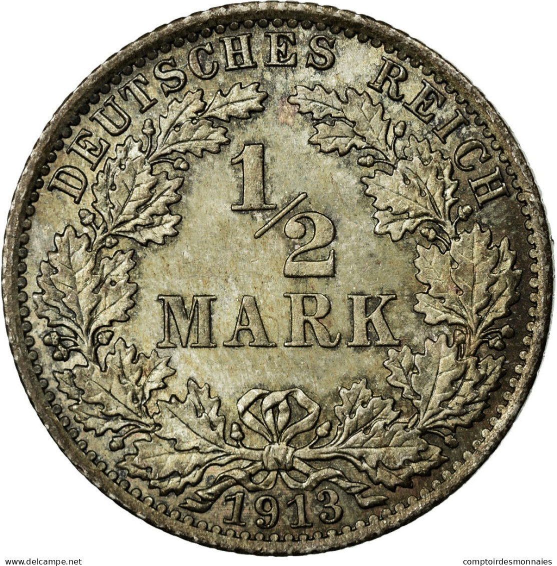 Monnaie, GERMANY - EMPIRE, 1/2 Mark, 1913, Berlin, SPL, Argent, KM:17 - 1/2 Mark
