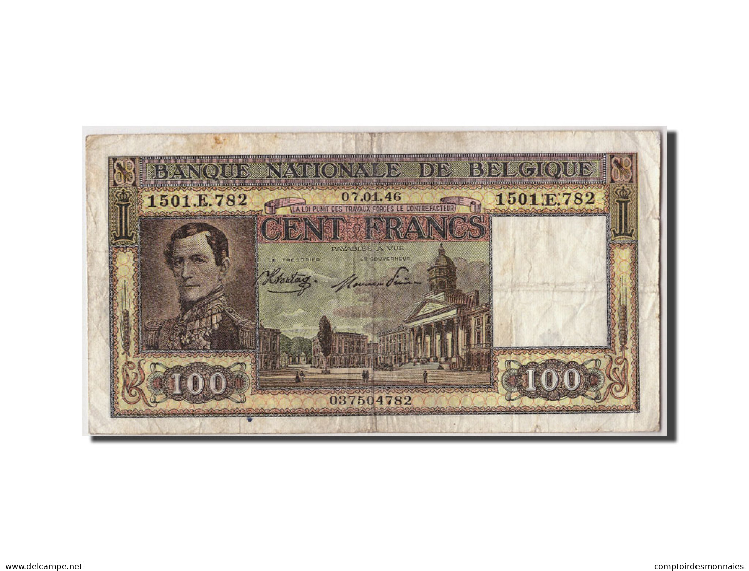 Billet, Belgique, 100 Francs, 1946, 1946-01-07, TB - 100 Francs