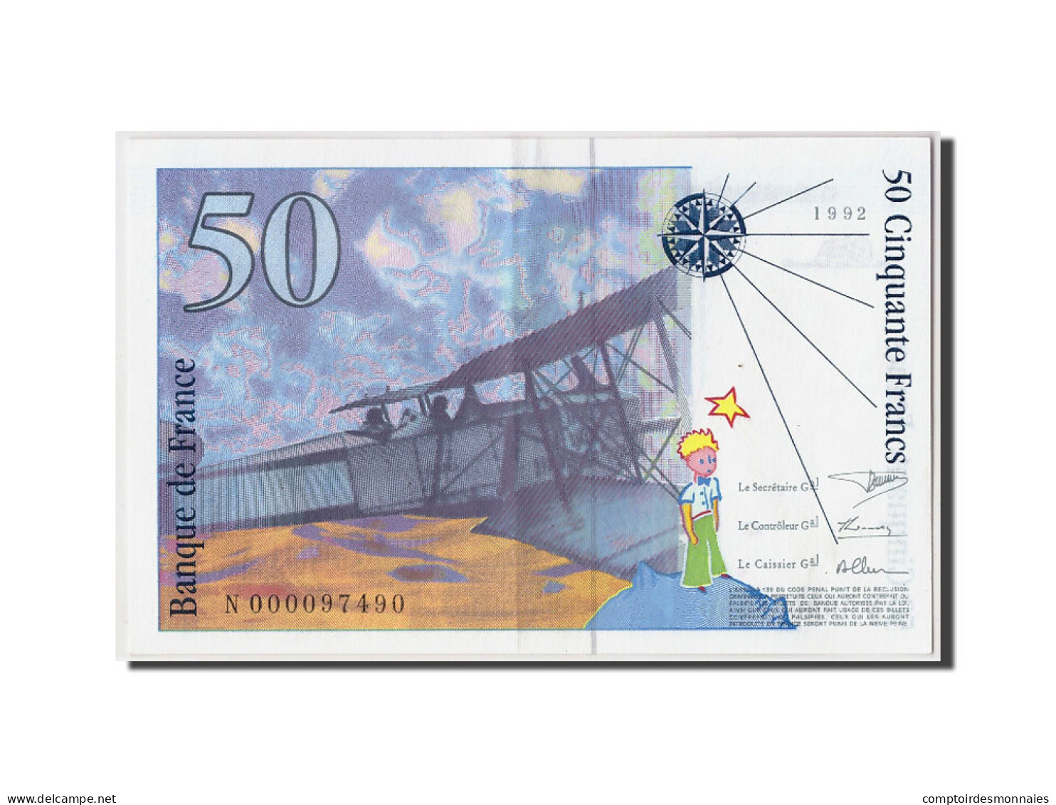 Billet, France, 50 Francs, 50 F 1992-1999 ''St Exupéry'', 1992, 1992, SPL - 50 F 1992-1999 ''St Exupéry''