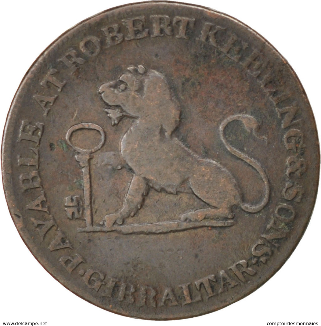 Monnaie, Gibraltar, Quarto, 1810, TB+, Cuivre, KM:Tn3.1 - Gibraltar