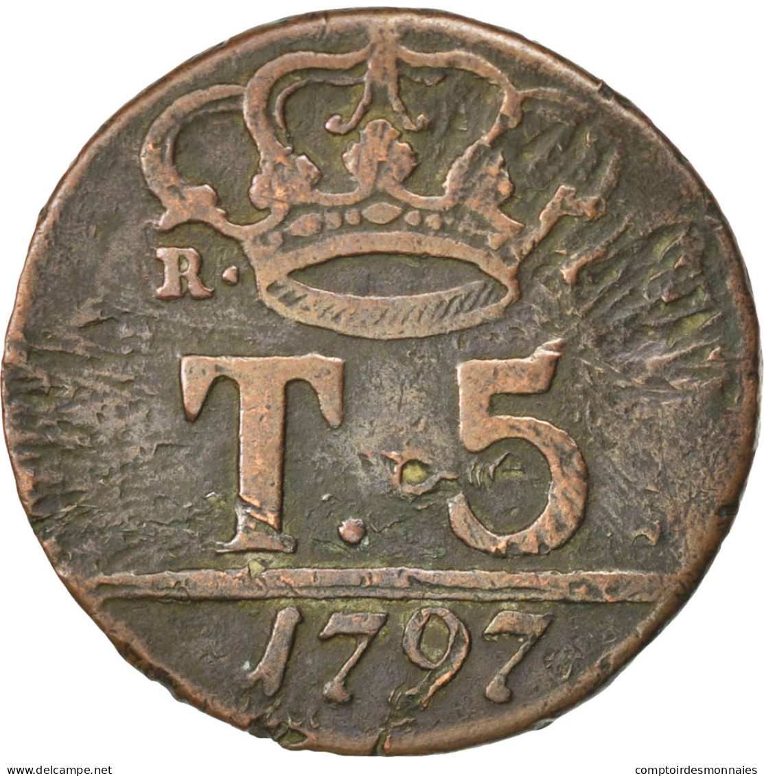 Monnaie, États Italiens, NAPLES, Ferdinando IV, 5 Tornesi, 1797, TB, Cuivre - Napoli & Sicilia