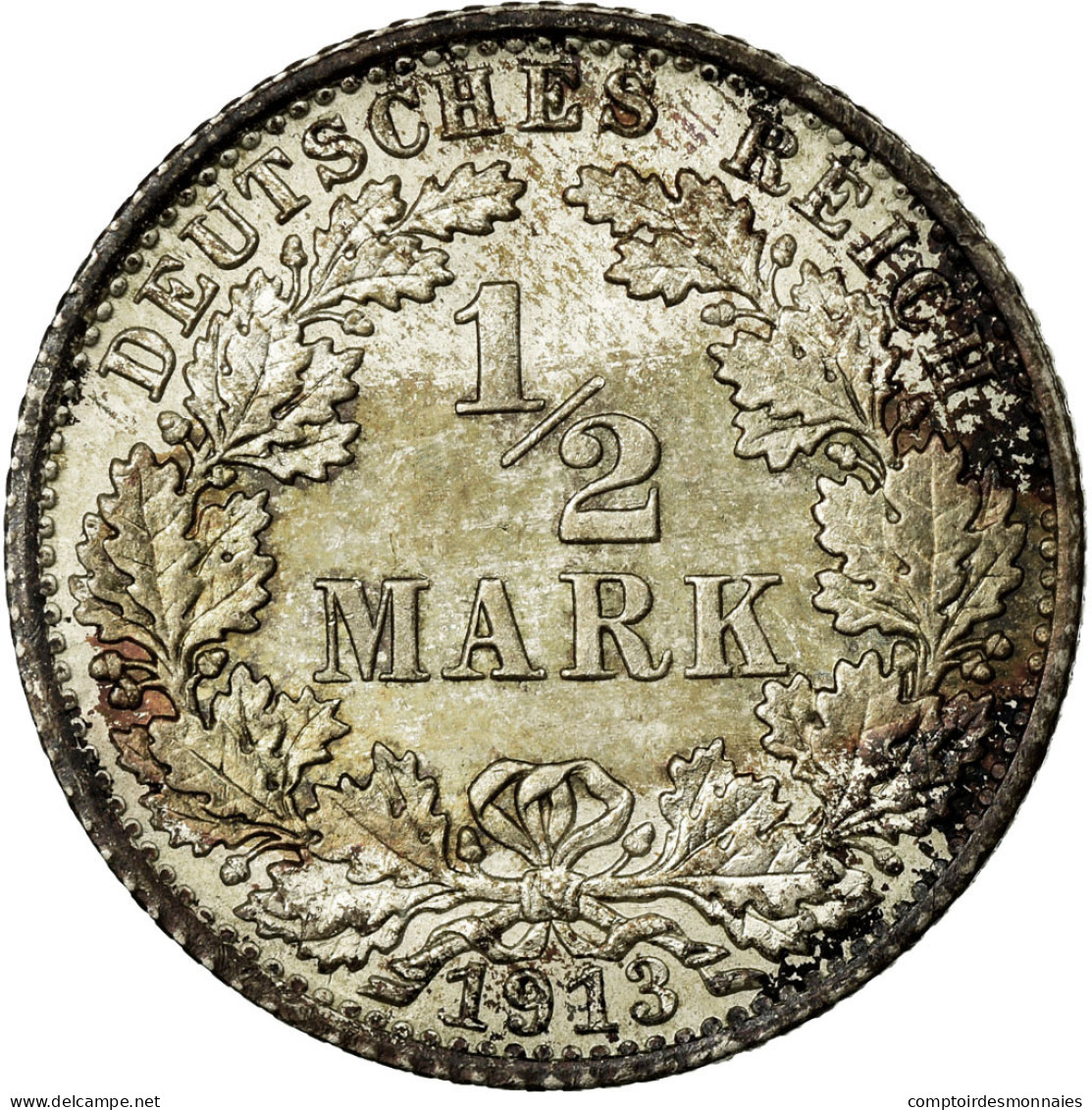 Monnaie, GERMANY - EMPIRE, 1/2 Mark, 1913, Berlin, SPL, Argent, KM:17 - 1/2 Mark