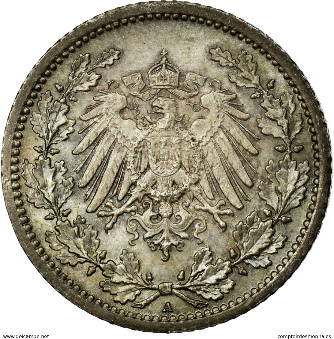 Monnaie, GERMANY - EMPIRE, 1/2 Mark, 1913, Berlin, SPL, Argent, KM:17 - 1/2 Mark