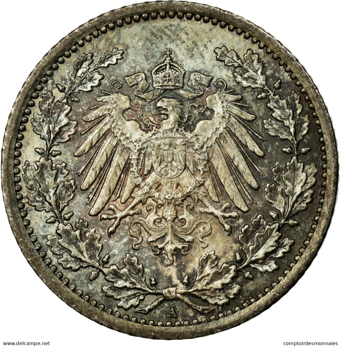 Monnaie, GERMANY - EMPIRE, 1/2 Mark, 1913, Berlin, TTB+, Argent, KM:17 - 1/2 Mark