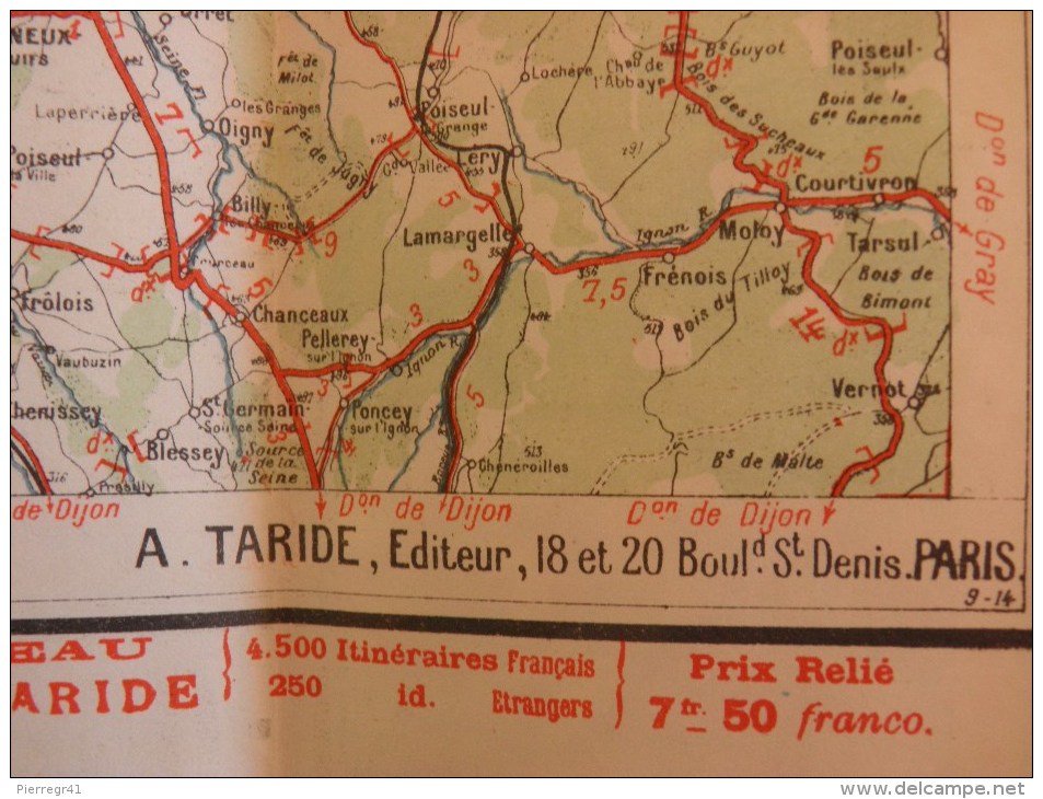 CARTE-ROUTIERE-TARIDE-09/1914-N°7-ENVIRON De PARIS- Dans  ETUI-B E-CARTE Comme Neuve-TRES RARE - Cartes Routières