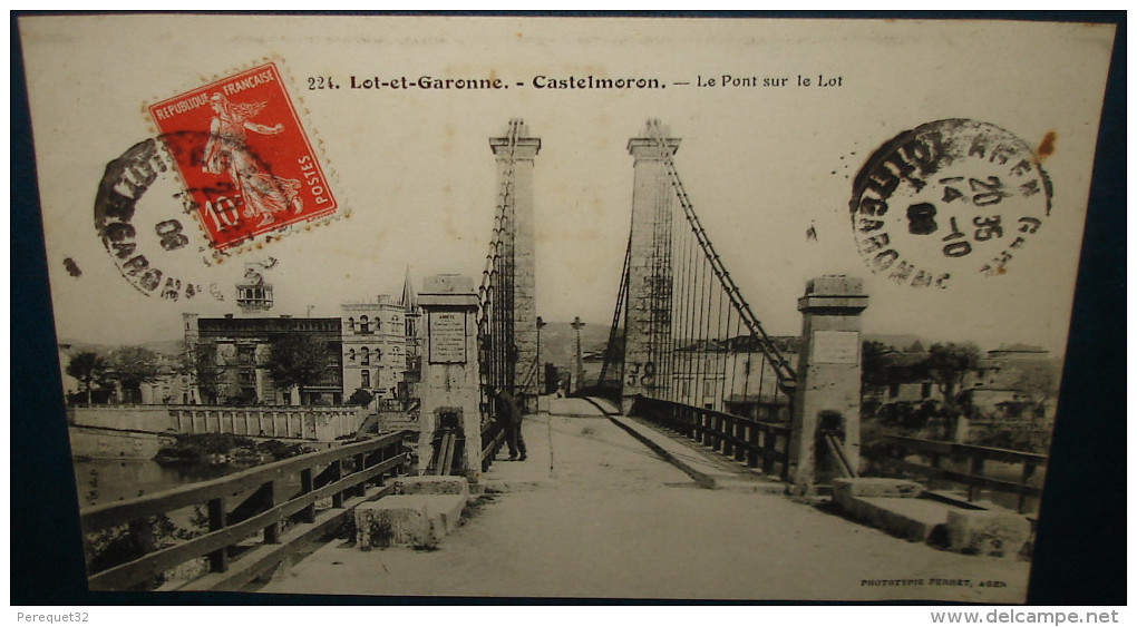 CASTELMORON.Le Pont Sur Le Lot.Cpa,voyagé,be,animée - Castelmoron