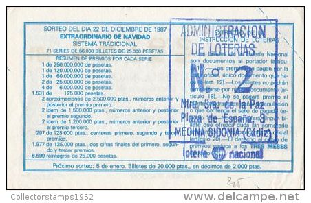 19533- JESUS' BIRTH PAINTING, LOTTERY TICKET, 1987, SPAIN - Billets De Loterie