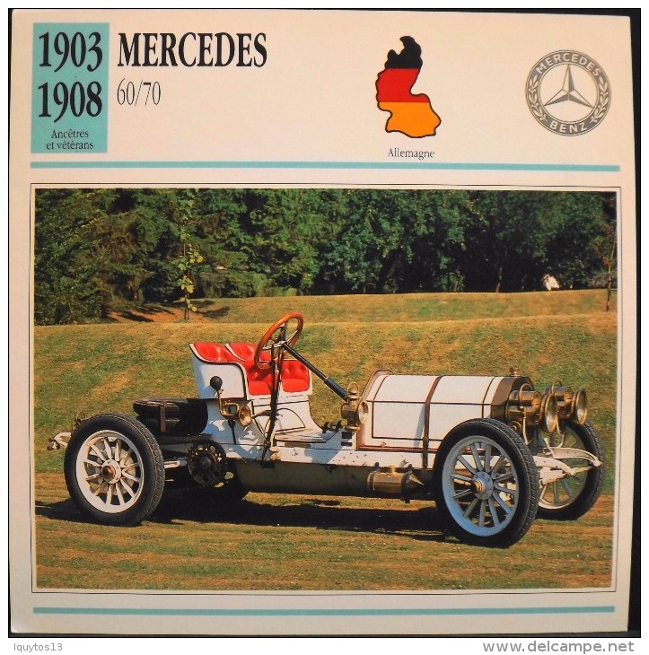 FICHE TECHNIQUE ILLUSTREE De VOITURE AUTOMOBILE ANCIENNE - MERCEDES 60/70 De 1904 - Parfait Etat - - Cars