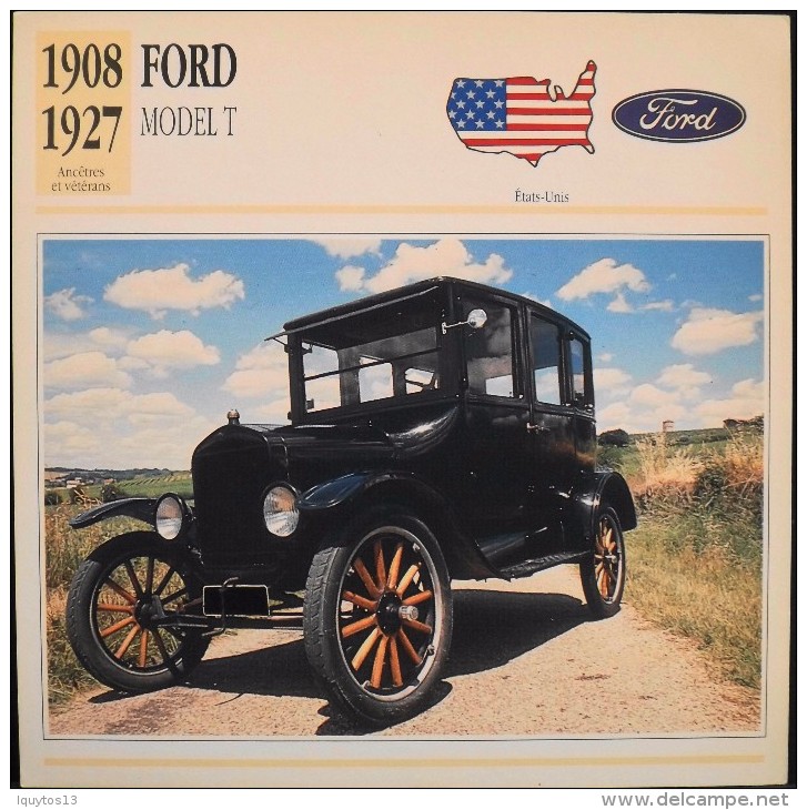 FICHE TECHNIQUE ILLUSTREE De VOITURE AUTOMOBILE ANCIENNE - FORD MODEL T De 1908 - Parfait Etat - - Cars