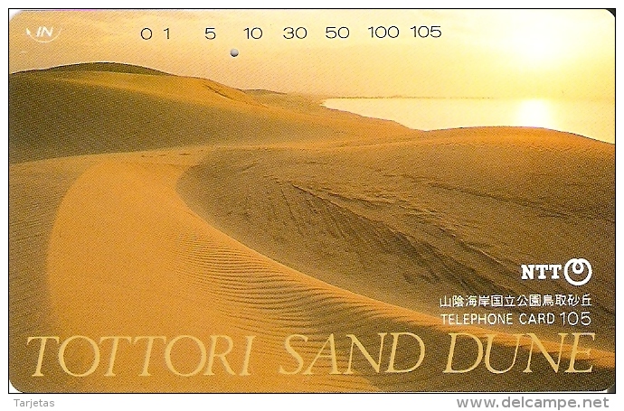 TARJETA DE JAPON DE TOTTORI SAND DUNE DE 105 UNITS (350-262-1990) SUNSET-DESIERTO-DESERT-PUESTA DE SOL - Japón