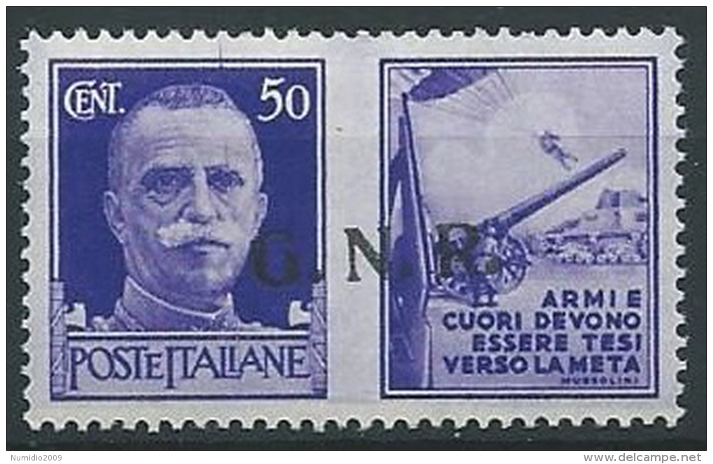 1944 RSI GNR VERONA PROPAGANDA DI GUERRA 50 CENT MNH ** - W186-3 - Propaganda Di Guerra