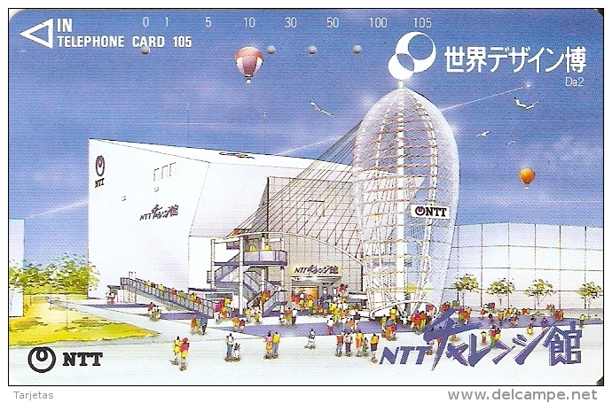 TARJETA DE JAPON DEL EDIFICIO DE NTT DE 105 UNITS (290-305-1989) GLOBO-BALLOON - Japón