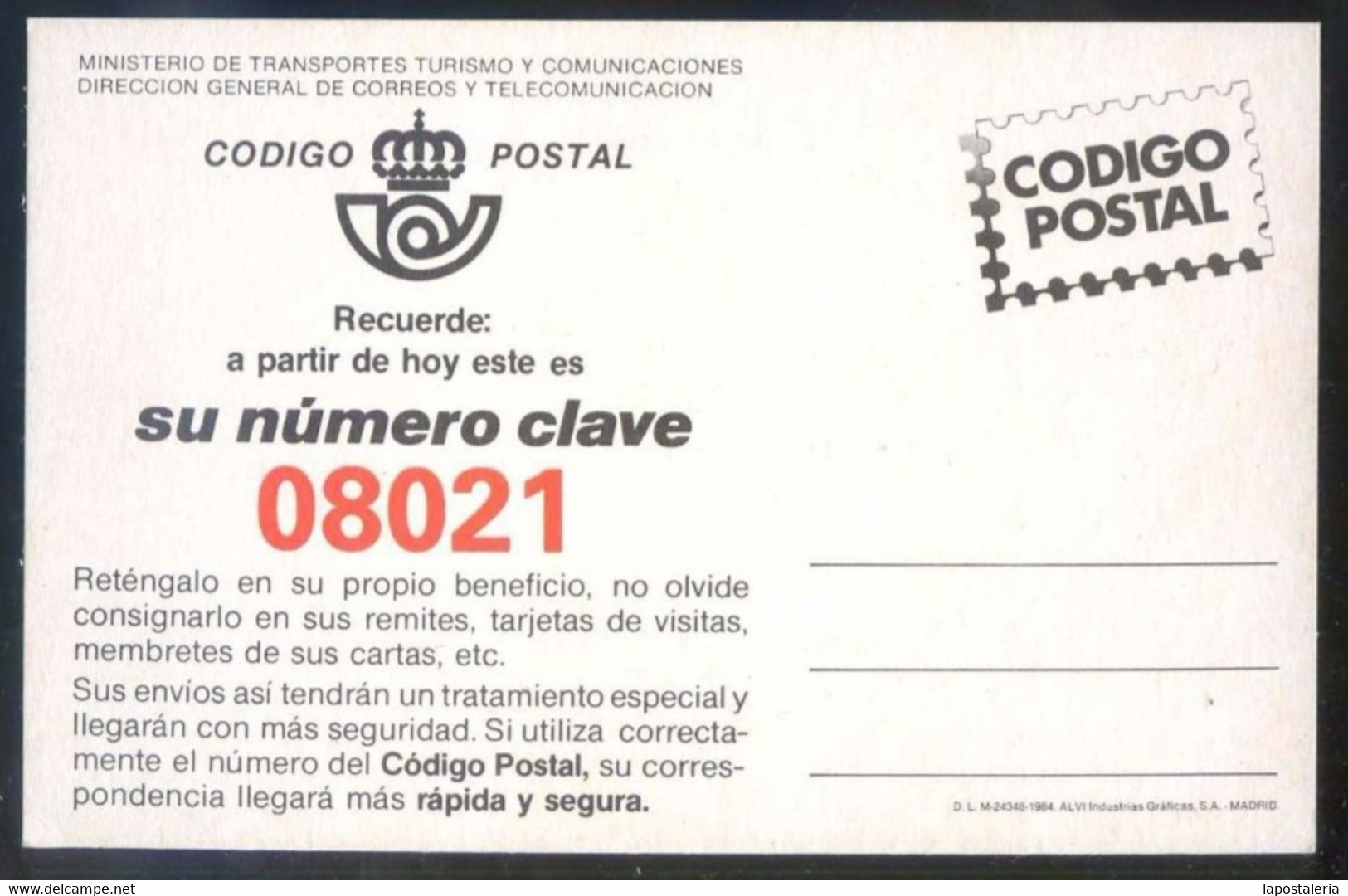 Barcelona. *Código Postal 08021* Dirección General De Correos Y Telecomunicación. Nueva. - Poste & Postini