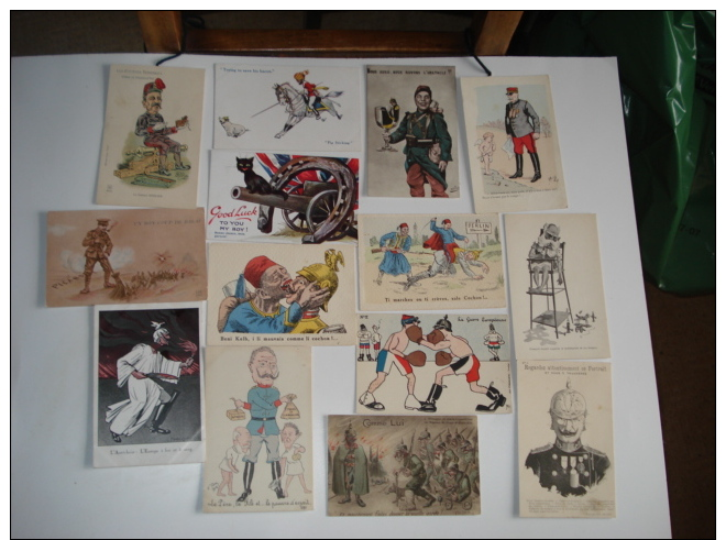 Beau Lot De  34 Cpa Theme Patriotique Et Satyriques , Avec Illustrateurs..caricatures Militaires - Patrióticos