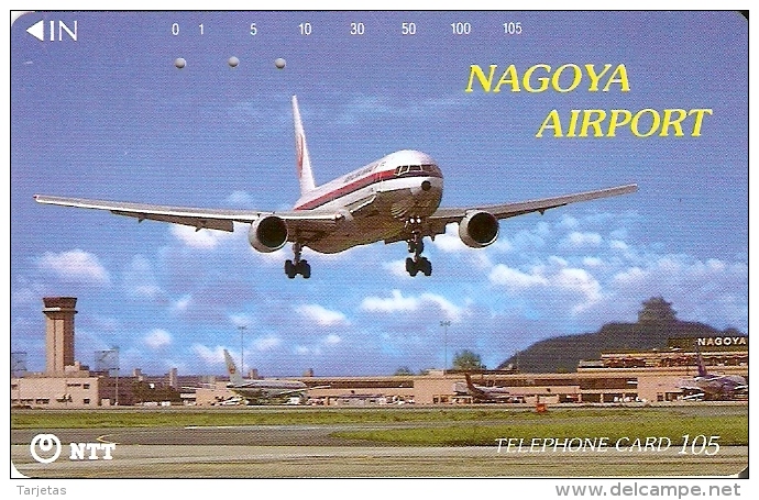 TARJETA DE JAPON DE UN AVION EN NAGOYA AIRPORT DE 105 UNITS (290-219-1988) PLANE - Japón