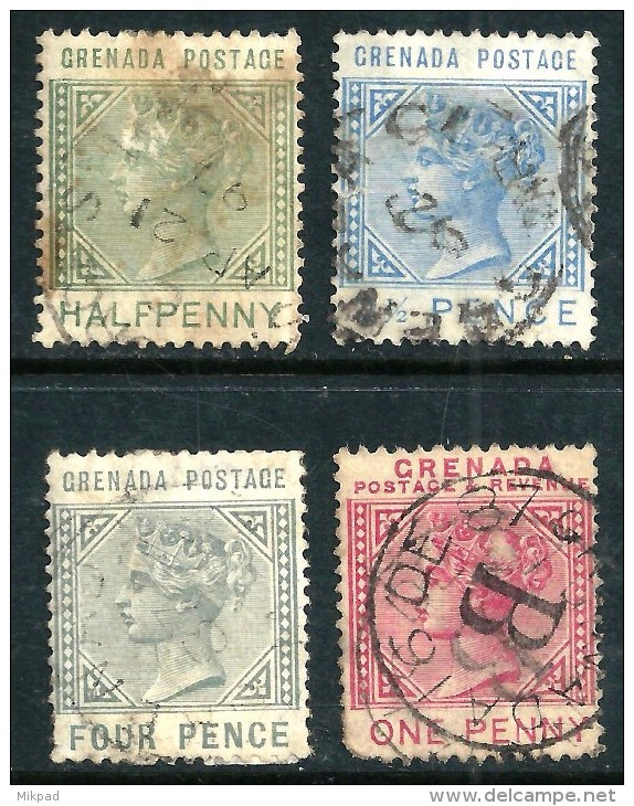 Grenada 1883 1/2d, 2 1/2d, 4d & 1887 1d  - Used - Grenada (...-1974)