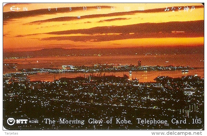 TARJETA DE JAPON DE THE MORNING GLOW OF KOBE DE 105 UNITS (330-194-1989) PUESTA DE SOL-SUNSET - Japón