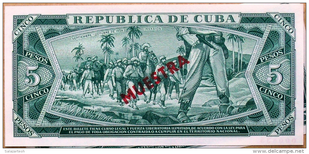 MUESTRA (SPECIMEN) 1985, Billete De CINCO PESOS, UNC. Ultimas Emisiones De Este Diseño - Cuba