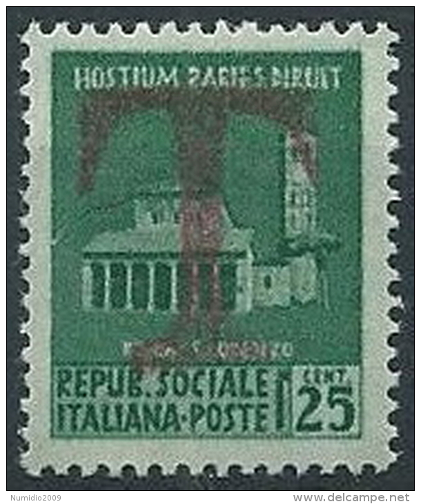 1944-45 RSI MONUMENTO DISTRUTTO 25 CENT SEGNATASSE DI EMERGENZA MNH ** - W195 - Impuestos