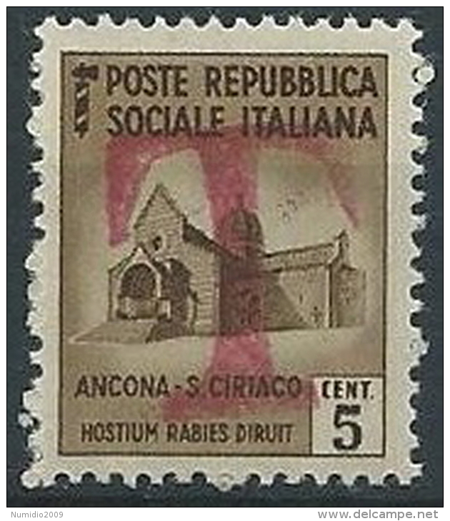 1944-45 RSI MONUMENTO DISTRUTTO 5 CENT SEGNATASSE DI EMERGENZA MNH ** - W195 - Postage Due