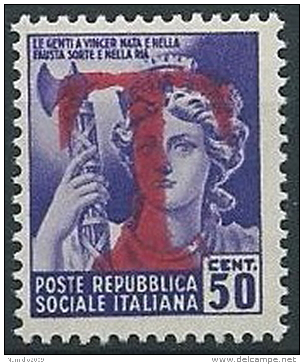 1944-45 RSI MONUMENTO DISTRUTTO 50 CENT SEGNATASSE DI EMERGENZA MNH ** - W195 - Postage Due