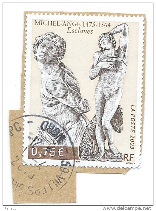 France, Francia; Michelangelo, Michel Ange : Les Esclaves " ; 2003 . Oblitéré - Sculpture