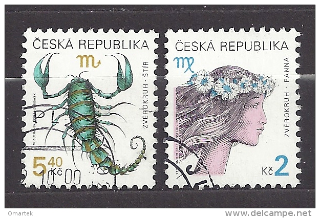 Czech Republic Tschechische Republik 2000 1999 ⊙ Mi 257, 241 Yv 246, 230 Sc 3070, 3069 Das Tierkreiszeichen Jungfrau - Oblitérés