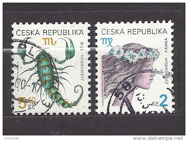 Czech Republic Tschechische Republik 2000 1999 ⊙ Mi 257, 241 Yv 246, 230 Sc 3070, 3069 Das Tierkreiszeichen Jungfrau - Oblitérés