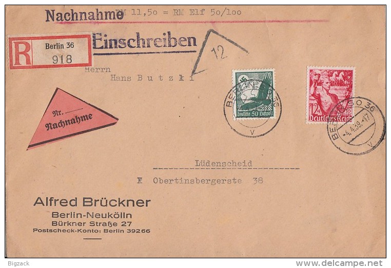 DR R-NN-Brief Mif Minr.535,661 Berlin 4.4.39 - Briefe U. Dokumente
