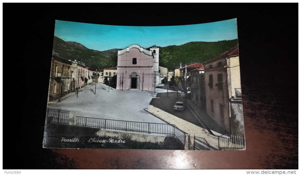 C-37152 POZZILLI CHIESA MADRE PANORAMA PIAZZA AUTO D'EPOCA ALFA ROMEO - Isernia