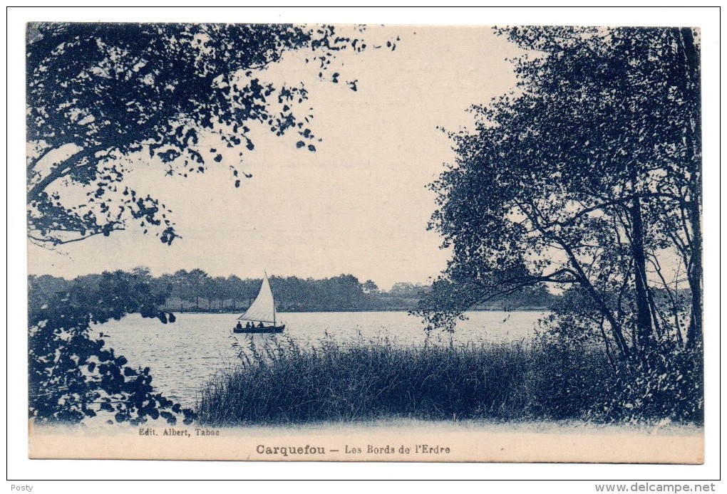 CPA - CARQUEFOU - LES BORDS DE L'ERDRE - Bleuté - 1929 - - Carquefou