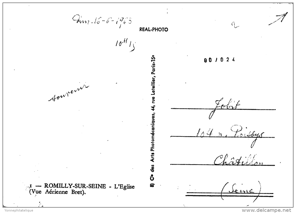 CPSM FRANCE 10 AUBE(ROMILLY SUR SEINE)"Vue Aérienne L'église" - Romilly-sur-Seine