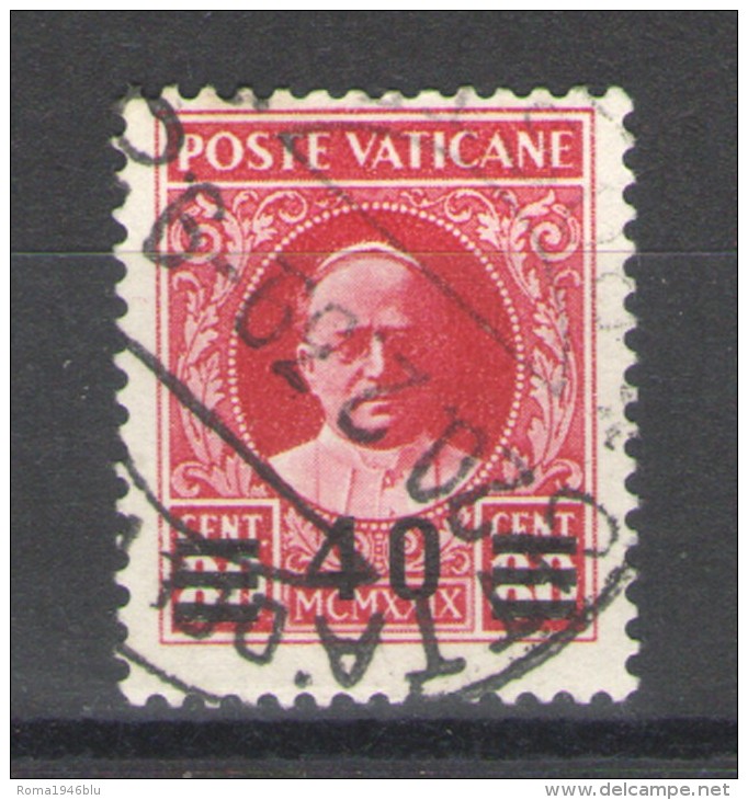 VATICANO 1934 PROVVISORIA 40 SU 80 C. USATO - Oblitérés