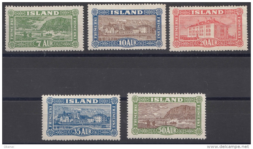 Iceland 1925 Mi#114-118 Mint Hinged - Nuovi