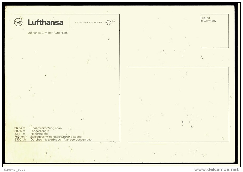 Lufthansa  -  Cityliner Avro RJ85  ,  Ansichtskarte Ca.1975    (4420) - 1946-....: Era Moderna