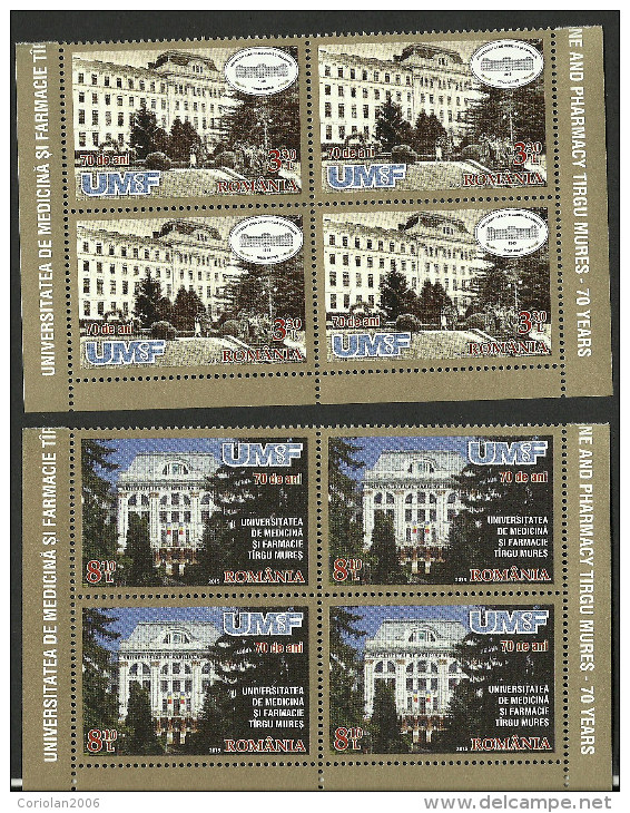 Romania 2015 / IMF Targu-Mures + 70 Years / Set 2 Bloks Of 4 - Unused Stamps