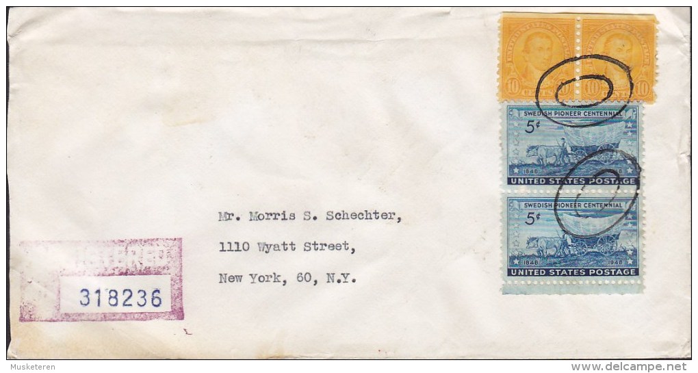 United States HUGH C. BARR Inc. NEW YORK Registered Recommandé 1951 Cover Lettre 2x Swedish Pioneer & Monroe (2 Scans) - Special Delivery, Registration & Certified