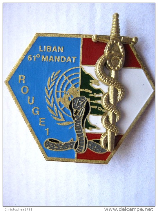 RARE INSIGNE MILITAIRE SERVICE DE SANTE DE LA 2° COMPAGNIE 1° SECTION  420° DIM OPEX FINUL  LIBAN 2005 1° RM 1° REGIMENT - Medical Services