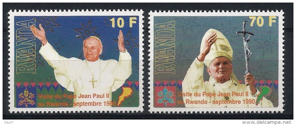 RWANDA 1990 - Visite Du Pape Jean Paul II Au Rwanda - 2 Val Neuf // Mnh // CV €20.00 - Nuevos