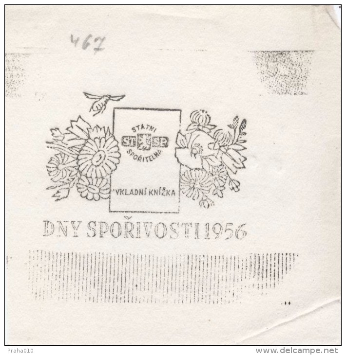 J1486 - Czechoslovakia (1945-79) Control Imprint Stamp Machine (R!): Days Of Thrift 1956 (flowers, Bee, Bankbook) - Ensayos & Reimpresiones