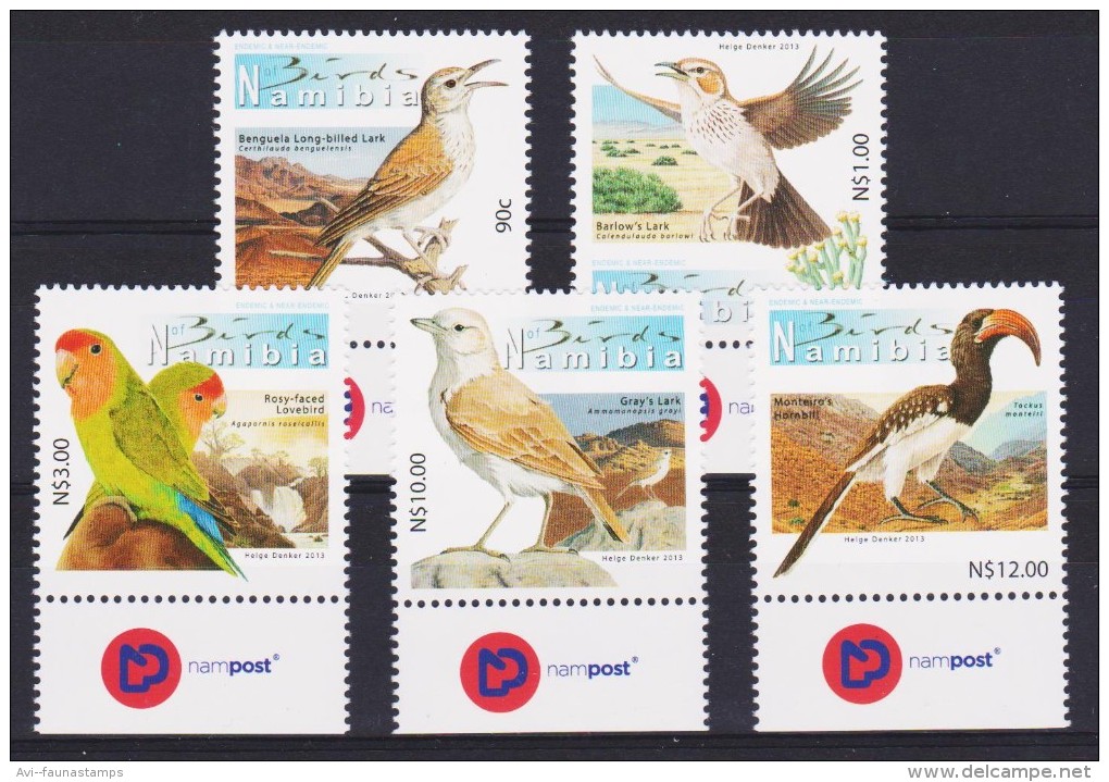 NAMIBIA, 2013, Additional Bird Definitives With Tabs, MNH - Pájaros Cantores (Passeri)