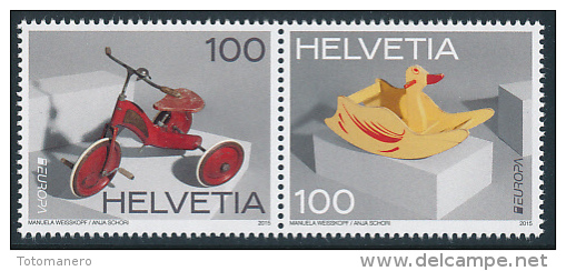 SWITZERLAND/Schweiz, Helvetia EUROPA 2015 "Old Toys" Joint Pair**INVERTED - 2015