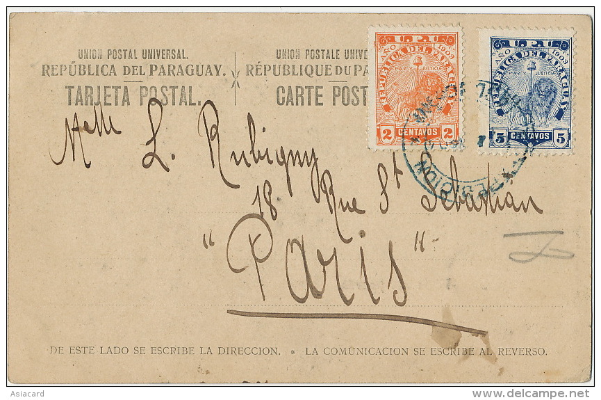 Asuncion Vista Del Puerto  P. Used 3 Stamps  1904 José Fresen Fotografo San Bernardino - Paraguay