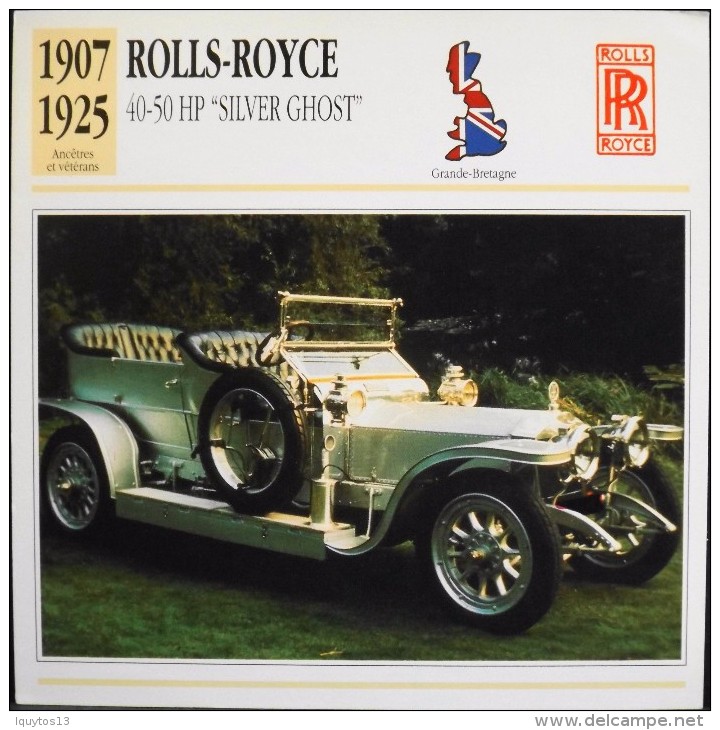 FICHE TECHNIQUE ILLUSTREE De VOITURE AUTOMOBILE ANCIENNE - ROLLS-ROYCE 40-50 HP De 1907 - Parfait Etat - - Cars