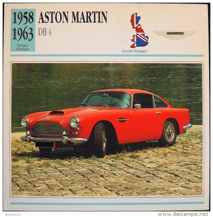 FICHE TECHNIQUE ILLUSTREE De VOITURE AUTOMOBILE ANCIENNE - ASTON MARTIN DB 4 De 1958 - Parfait Etat - - Voitures