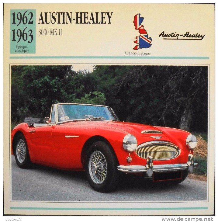 FICHE TECHNIQUE ILLUSTREE De VOITURE AUTOMOBILE ANCIENNE - AUSTIN-HEALEY 3000 MK II De 1959 - Parfait Etat - - Cars